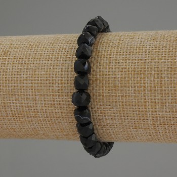 Браслет от огранен ахат, кубчета 7 мм, дължина 18 см, еластична основа