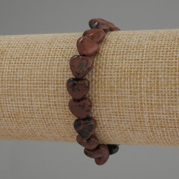 Браслет обсидиан във формата на сърца, диаметър около 10 мм, дължина около 18 см, еластична основа