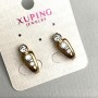 Обици Xuping с бели кристали 7х18 мм ± позлата 18 карата