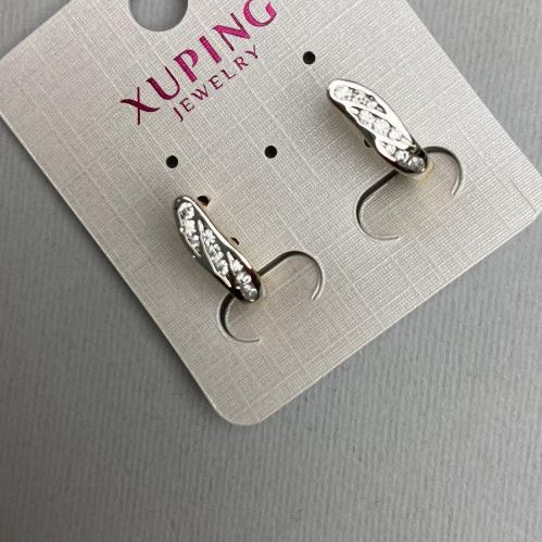 Обeци Xuping с позлата 18K и родий със бели стрази