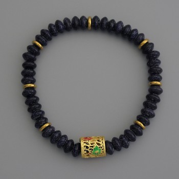 Гривна с авантюрин «Нощ Каира» рондел, диаметър 6×3 мм, с метални вложки, дължина 18 см, на еластична основа