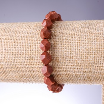 Браслет авантюрин (синтетичен.) «Златен пясък» многостранни мъниста, диаметър 8×10 мм