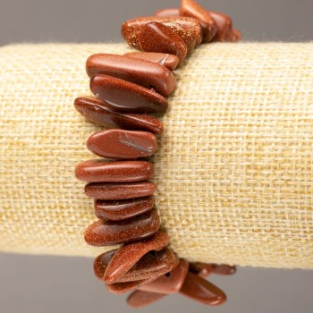 Гривна от авантюрин „Златният пясък“ парче „игла“ на еластична основа d 14-26х4-6(±)мм обиколка 18 см