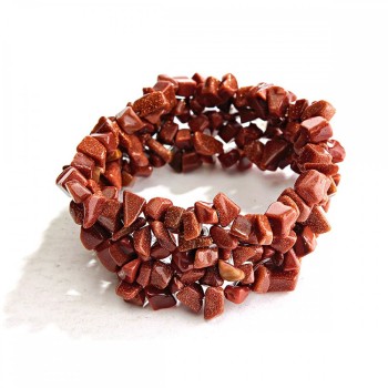 Гривна на ластик от авантюрин (синтетичен) „Златен пясък“ – камъчета