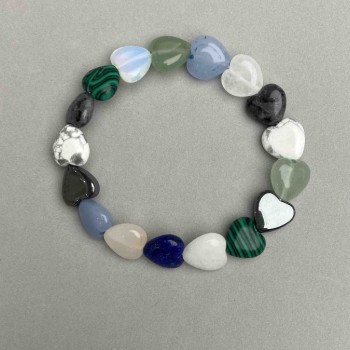 Гривна Асорти сърце, диаметър около 12 мм, дължина около 18 мм – еластичен шнур