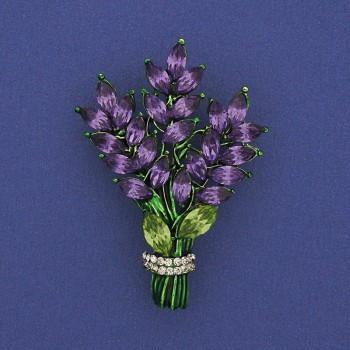 Брошка Клонче с лилави и бели кристали върху златист метал 43х29мм +