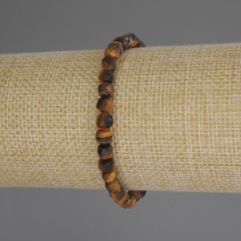 Гривна с тигрово око, грановани кубчета, диаметър 5×5 мм, дължина 18 см (еластична)