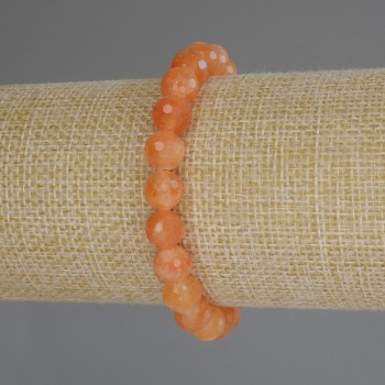 Браслет от нефрит Машан грановани топчета 8 мм, дължина 18 см (еластична основа)