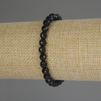 Гривна от турмалин с гранувана мънина, диаметър около 6 мм, дължина 18 см (еластична)