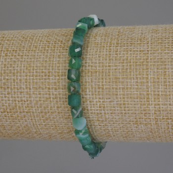 Браслет от гранен ахат, във форма на кубчета, диаметър 5×5 мм, дължина 18 см ±, на еластична основа