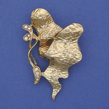 Брошка Акцент райдужни кристали златист метал 50×30 мм+