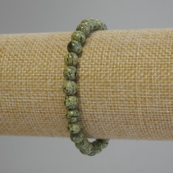 Браслет със серпентин, гладка мъниста, диаметър 6 мм, дължина 18 см (еластична основа)