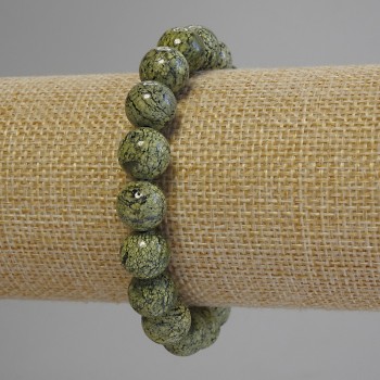 Гривна със серпентин, гладка мъниста, диаметър 10 мм, дължина 18 см (еластична)