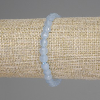 Гривна от аквамарин с гранени монети, диаметър 6 мм, дължина 18 см, еластична