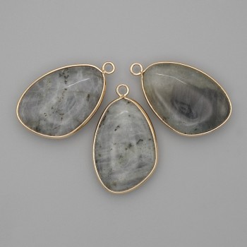 Кулон с лабрадорит в златист обков 21×35 мм+