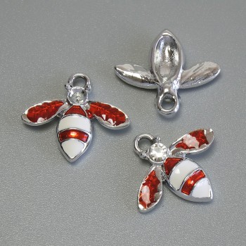 Висулка «Насекомо» сребрист метал с емайл, диаметър 15×16,5 мм, 5 мм ±, опаковка 3 бр