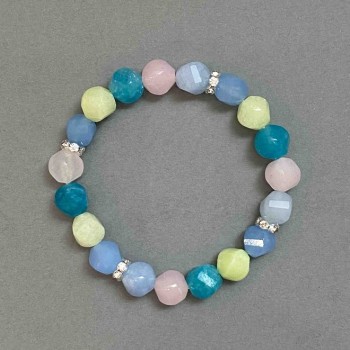 Гривна Асортимент грановано ромбче, диаметър 10×9 мм ± метални вложки, дължина 18 мм ± еластична основа