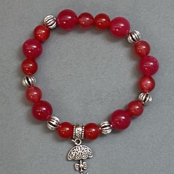 Гривна от турмалин с гладко мънисто 8–10 мм, с метални вложки, дължина 18 см, еластична