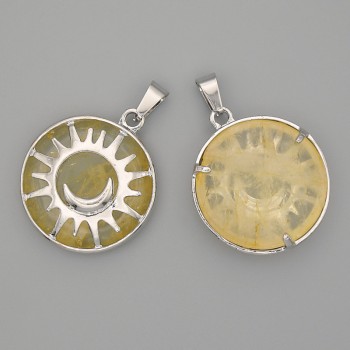 Кулон с цитрин в оправата „Слънце“, диаметър 27 мм+