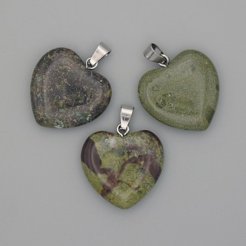 Кулон Сърце от яшма Кръв дракона 20x20x25 мм+