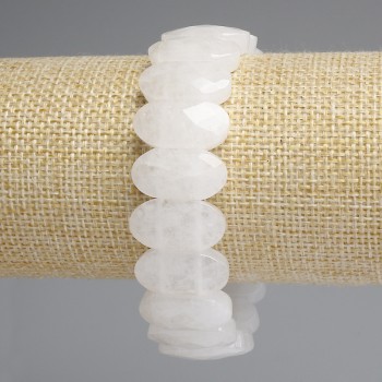 Гривна с планински кристал, грановани заоблени звена, диаметър 20x10, 5 мм ±, дължина 18 см ±, еластична основа