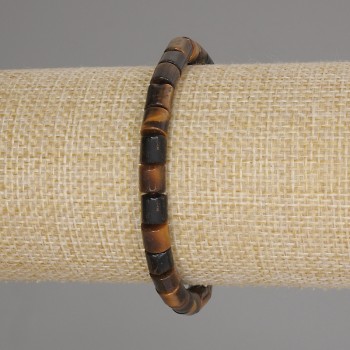 Гривна от тигрово око цилиндрични мъниста 6х6 мм, дължина 18 см +/- еластична основа