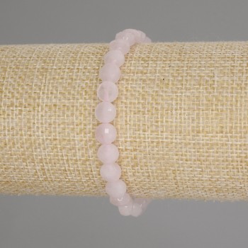 Гривна от розов кварц, гранена монета, диаметър около 6 мм, дължина 18 см, на еластична стреч основа