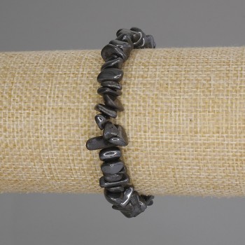Браслет с хематит късчета, диаметър 8-11×4-6 мм, дължина 18 см, стрейч