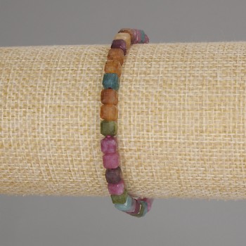 Браслет турмалин грановани кубчета, диаметър 5×5 мм ±, дължина 18 см ±, еластична основа