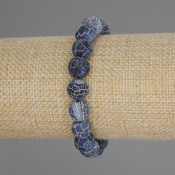 Гривна Мразов агат, гладка бусина, диаметър 10 мм, дължина 18 см, еластична основа