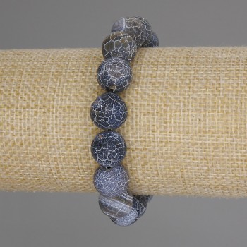 Гривна «Мразовит ахат», гладко мънисто, диаметър 12 мм, дължина 18 см, еластична