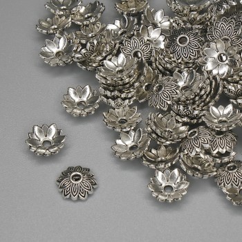 Капачка за мъниста, сребрист цвят, диаметър 7,5×1 мм, отвор 1,5 мм, опаковка 20 г (~89 бр.)