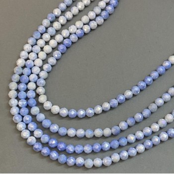 Мъниста чешки кристал синьо-мултицветни на конец, фасетирани топчета, диаметър 8 мм, дължина 38 см