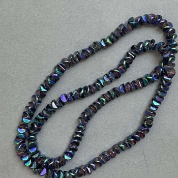 К Kristални мъниста в стил Сваровски, бели с оттенък «бензин», диаметър 6×3,5 мм, дължина около 49 см на конец