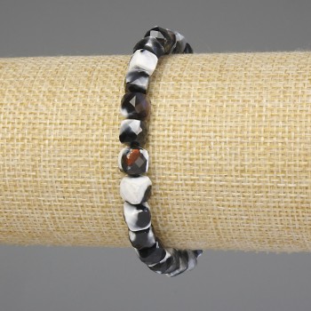 Гривна от ахат гранирани кубчета 6,5х6,5 мм, дължина 18 см, стрейч