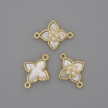 Конектор перламутър 15×19 мм +/- златист метал