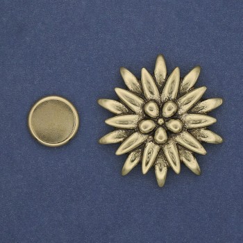 Брошка със магнит Цвете 41 мм ± златист метал