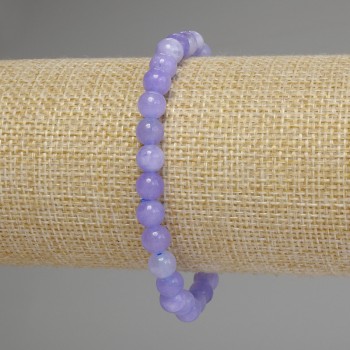 Гривна с аквамарин, гладка мъниста, диаметър 6 мм, дължина 18 см, еластична основа