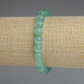 Гривна котешко око с гладки топчета 8 мм, дължина около 18 см, еластична основа