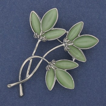 Брошка-кулон Цвете котешко око със сребрист метал 44×62 мм+