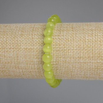 Браслет котешко око с гладко топче, диаметър 8 мм, дължина 18 см, еластична основа