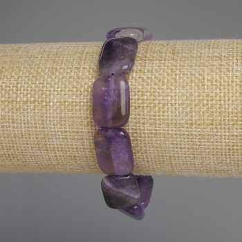 Браслет от аметист със правоъгълни звена, диаметър 18x13 мм ±, дължина 18 см ±, еластична основа