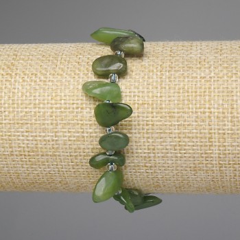 Браслет джадеит с фасетирани камъни „пеперуда“, диаметър 8–17×5–7 мм, бисер 3 мм, дължина 18 см, еластичен