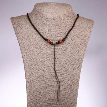 Шнур за бижутерия с мънина от карнеол, дължина 65 см