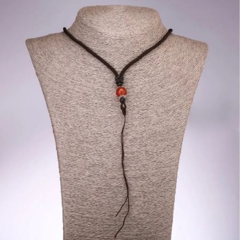 Шнур за бижутерия с мънина карнеол, дължина 65 см