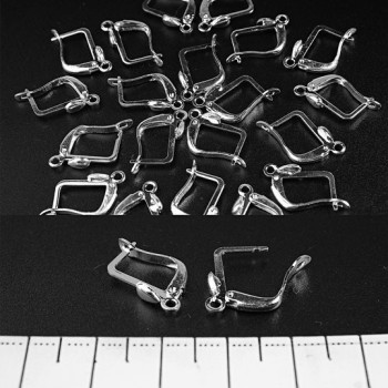 Фурнитура за швензи с английски замък „капка“ 50 двойки ± 14×10 мм – сребрист метал