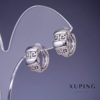 Обeци Xuping с гръцки мотив 9×13 мм родиево покритие