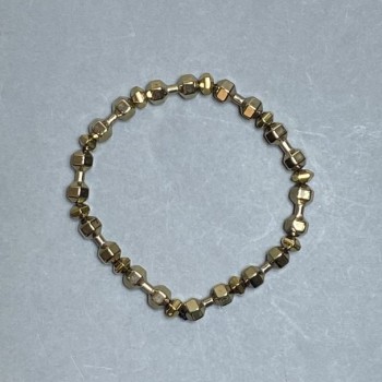 Гривна от хематит с форма на гантела, диаметър 15×6 мм ±, грановани рондели 6×4 мм ±, дължина 18 см стреч