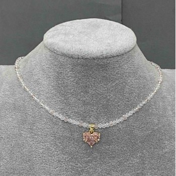 Чокер от чешки кристал, гранени рондели 3×2,5 мм, с висулка, дължина 38 см + 5 см удължителна верижка