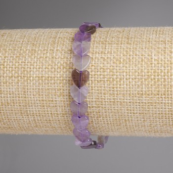 Гривна с аметистови сърца 8 мм ±, дължина 18 см ±, еластична